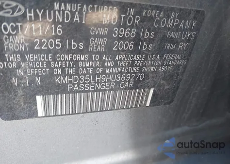 2017 Hyundai Elantra Gt z USA, uszkodzony, nr VIN KMHD35LH9HU369270